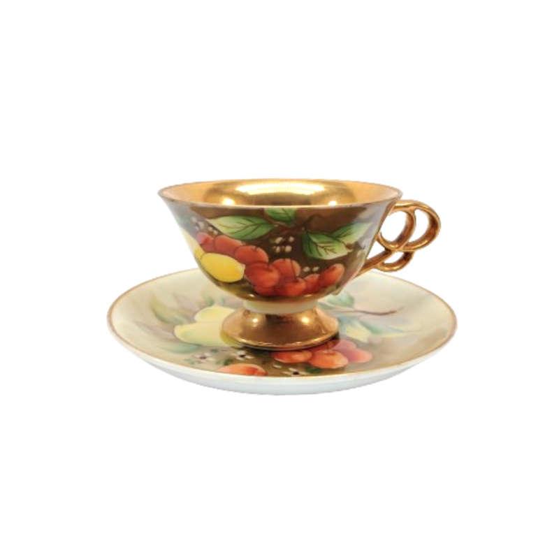 Stunning handpainted Balboa Fruit Design with Gold inside 6 x Trio's