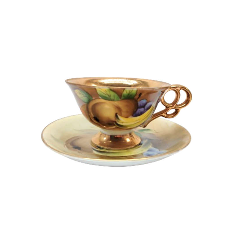 Stunning handpainted Balboa Fruit Design with Gold inside 6 x Trio's