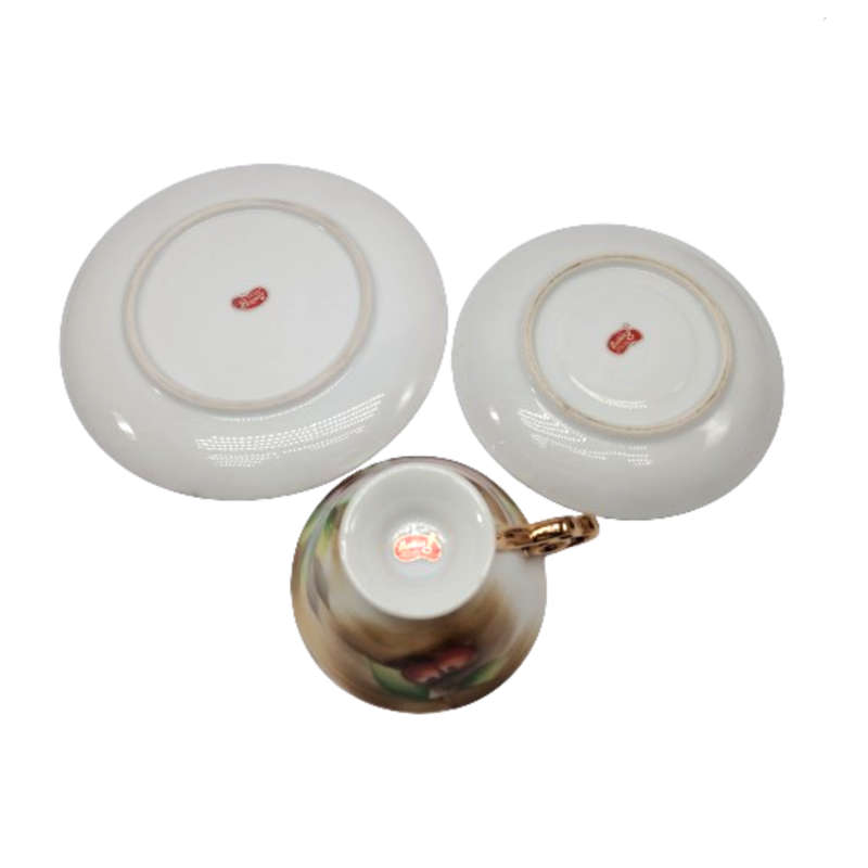 Stunning handpainted Balboa Fruit Design with Gold inside 6 x Trio's