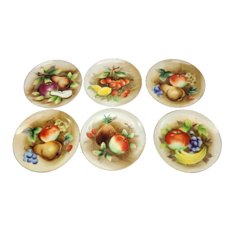 Stunning handpainted Balboa Fruit Design with Gold inside 6 x Trio's