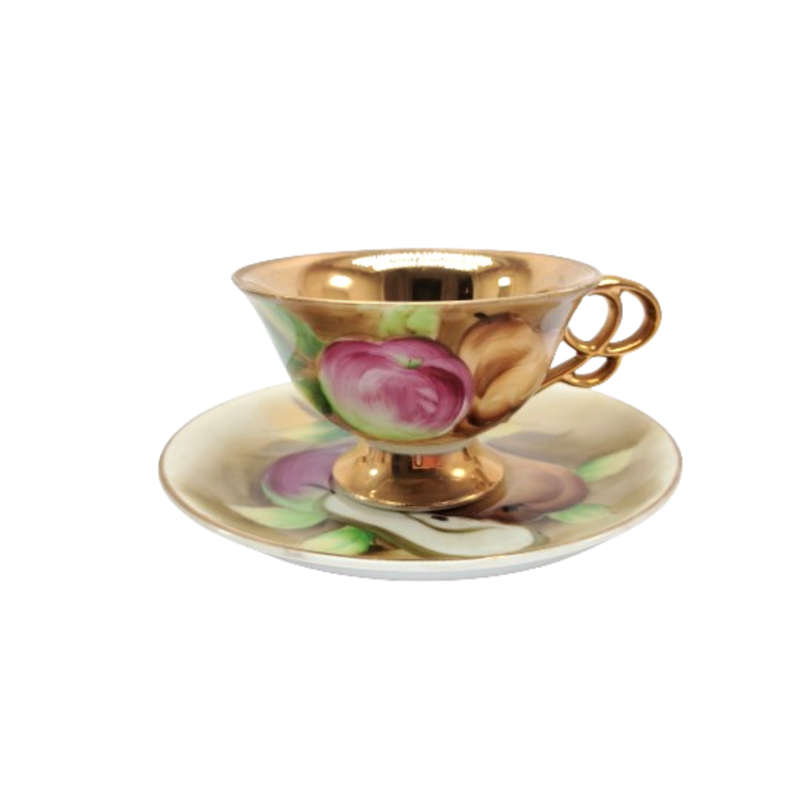 Stunning handpainted Balboa Fruit Design with Gold inside 6 x Trio's