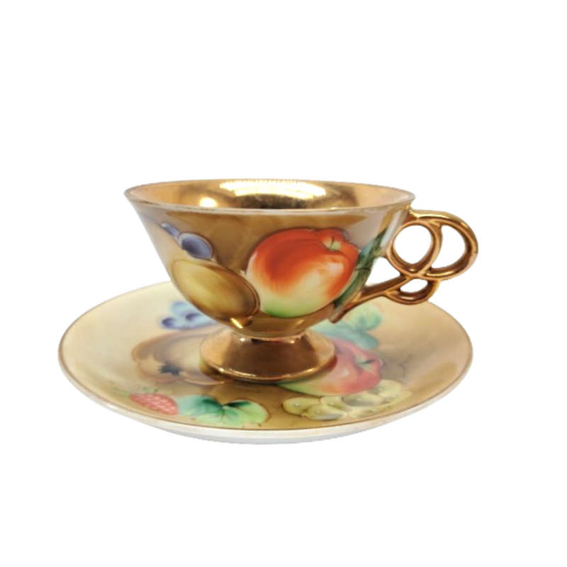Stunning handpainted Balboa Fruit Design with Gold inside 6 x Trio's
