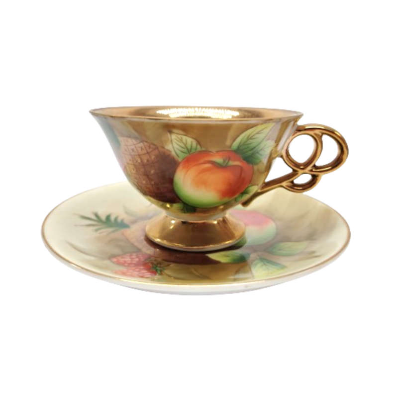 Stunning handpainted Balboa Fruit Design with Gold inside 6 x Trio's
