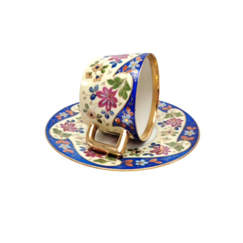White TK Czechoslovakian with blue & gold floral decoration tea set