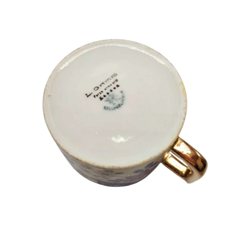 White TK Czechoslovakian with blue & gold floral decoration tea set