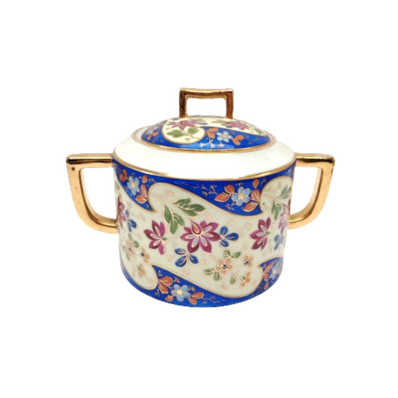 White TK Czechoslovakian with blue & gold floral decoration tea set