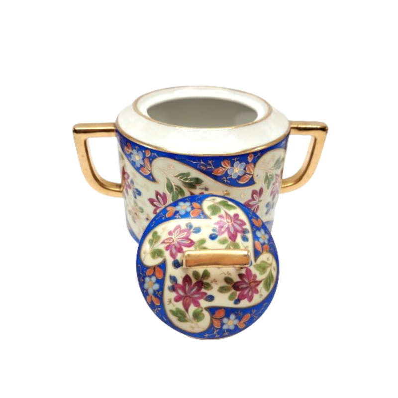 White TK Czechoslovakian with blue & gold floral decoration tea set