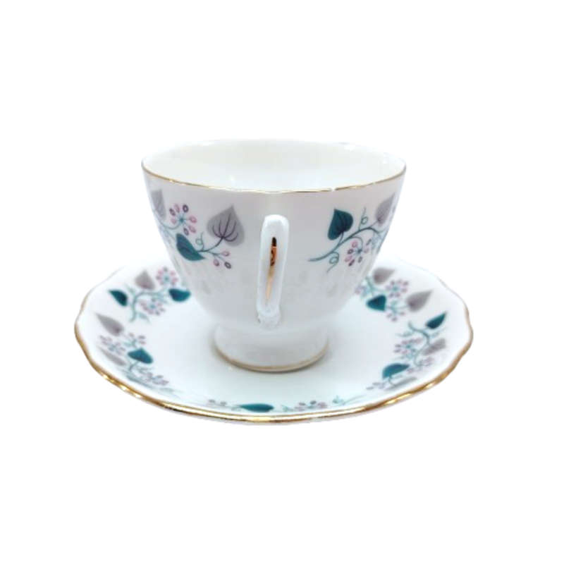 Royal Vale Bone China with blue & grey leaf  Tea Set