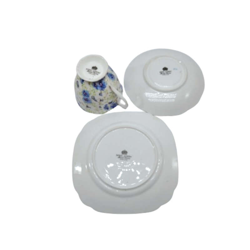 Royal Albert Chintz Blue Pansy Trio