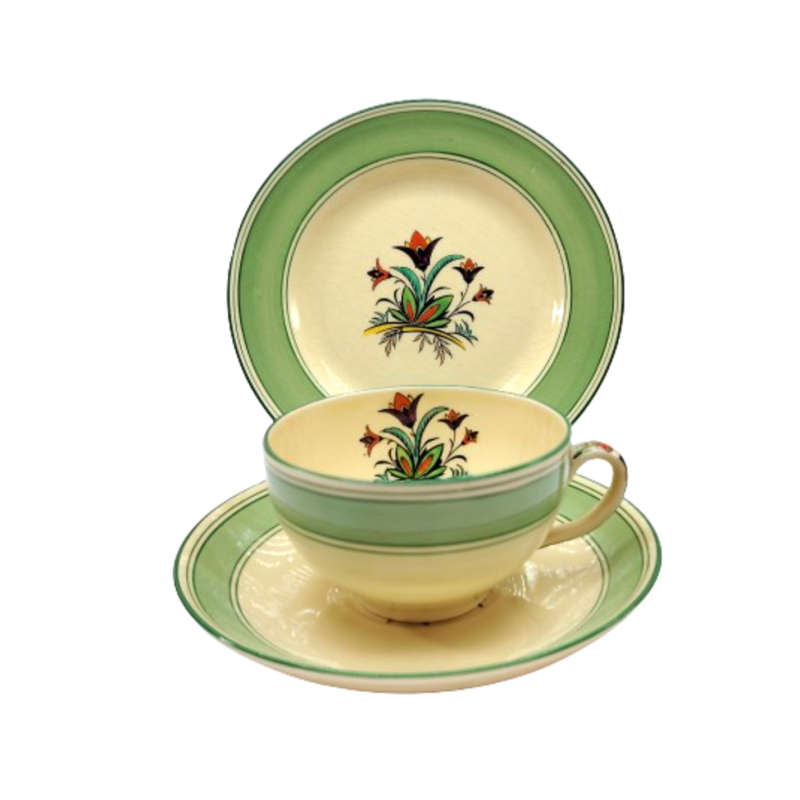 Minton china Vintage Green and Yellow Trio