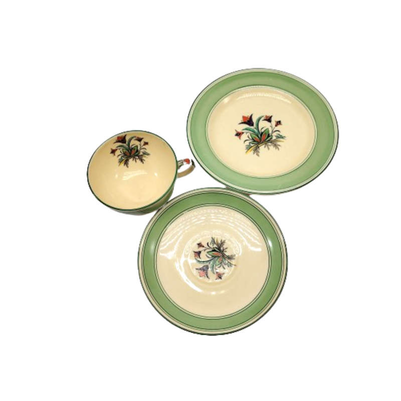 Minton china Vintage Green and Yellow Trio