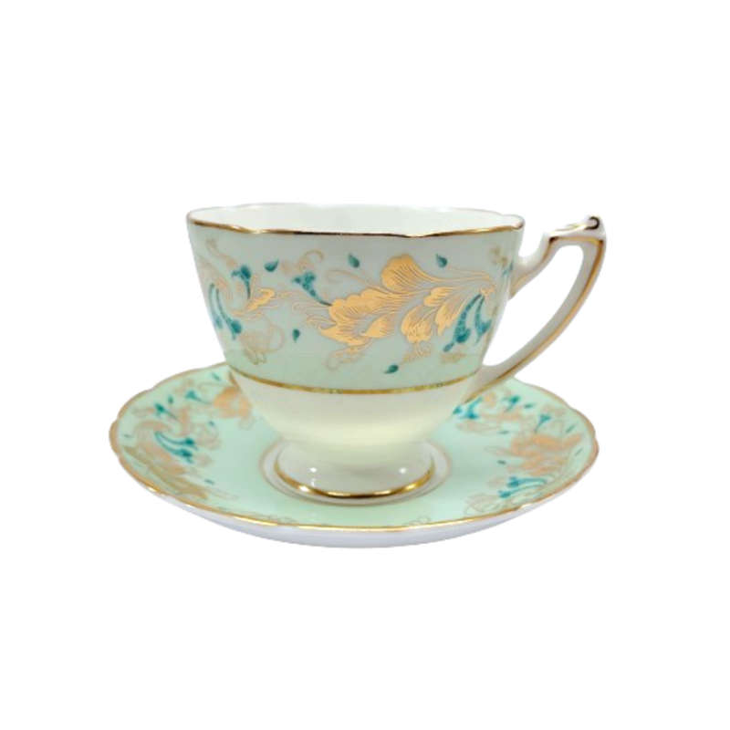 Coalport Elegant Strange Orchid pale green Tea Set