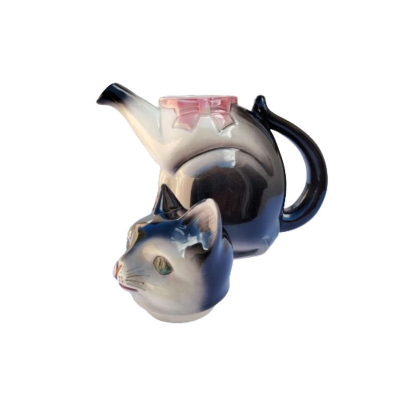 Vintage Erphila Black and White Cat Teapot  Germany 6700B