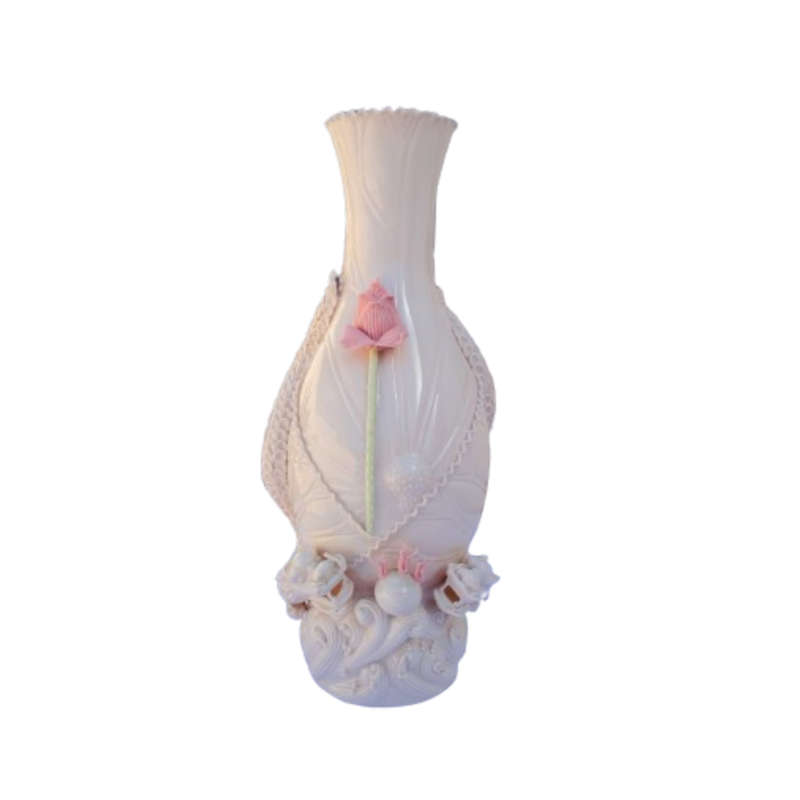 Chinese Dehua Blanc de Chine Porcelain Double Dragon Flaming Pearl Vase