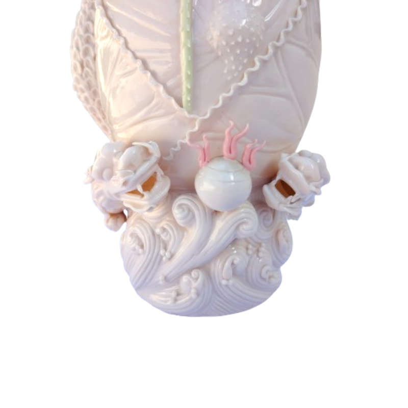Chinese Dehua Blanc de Chine Porcelain Double Dragon Flaming Pearl Vase