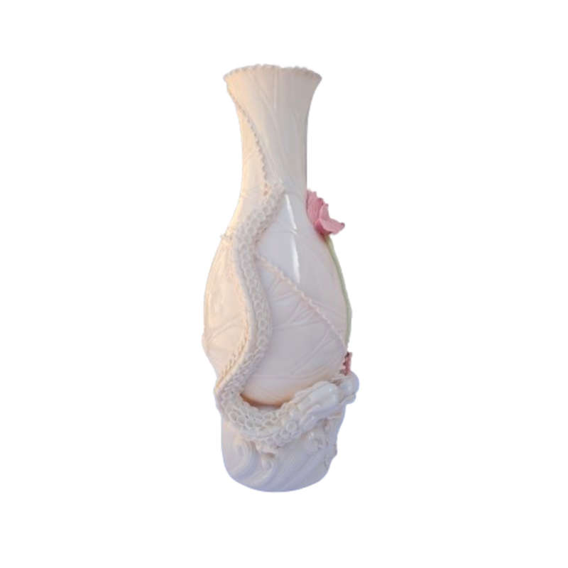 Chinese Dehua Blanc de Chine Porcelain Double Dragon Flaming Pearl Vase