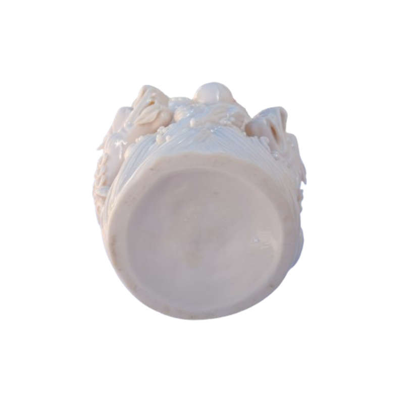 Chinese Dehua Blanc de Chine Porcelain Double Dragon Flaming Pearl Vase