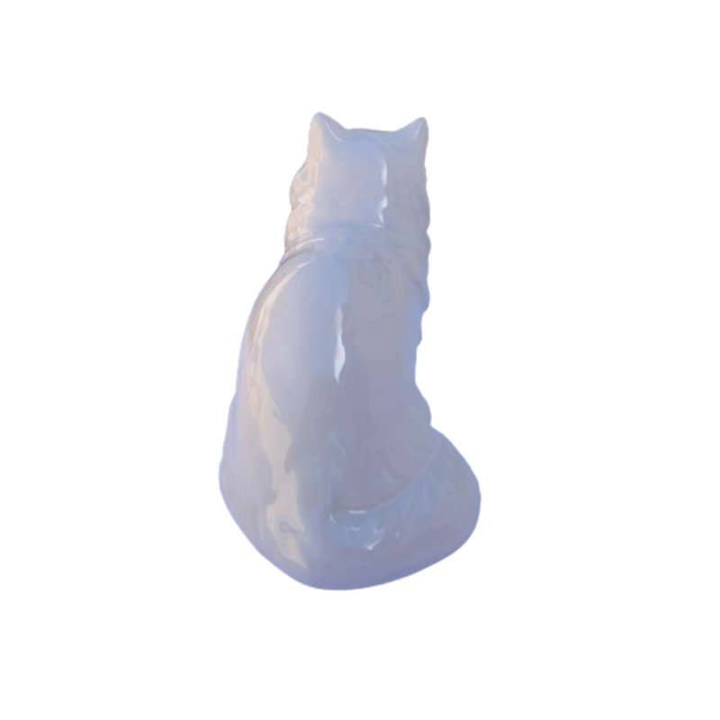 Sylvac Pottery White Persian Cat Sat with Green Eyes