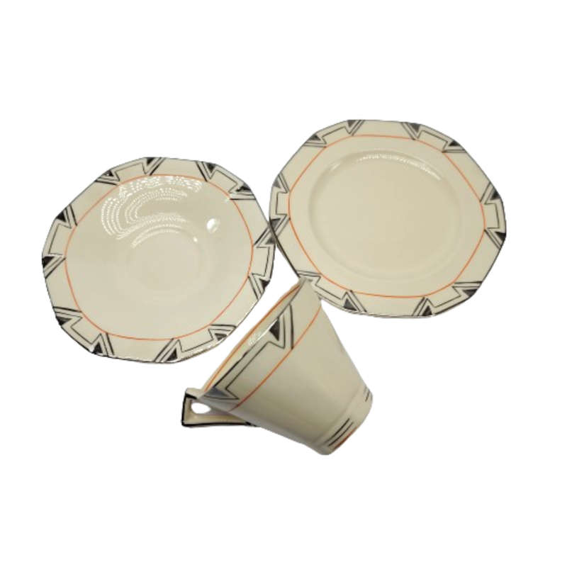 Rare 1930'S Art Deco Alfred Meakin Marigold Princess Shape Geometric Tea Set