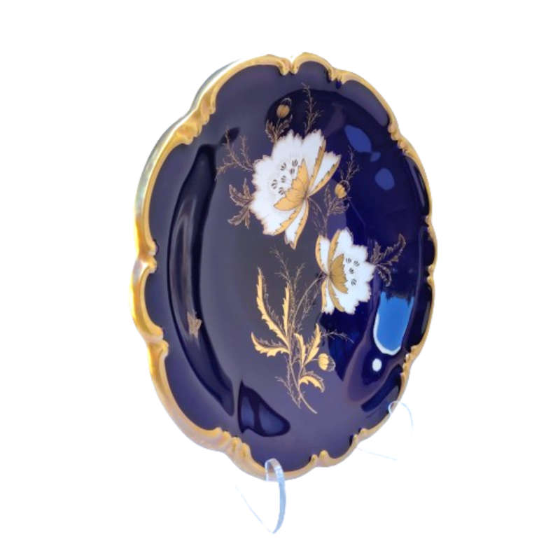 Lindner Kueps Bavaria Echt Cobalt Blue Gilt Bowl