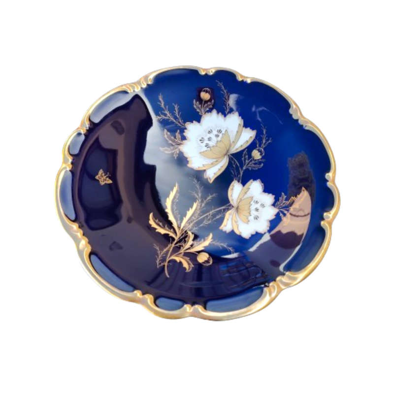 Lindner Kueps Bavaria Echt Cobalt Blue Gilt Bowl