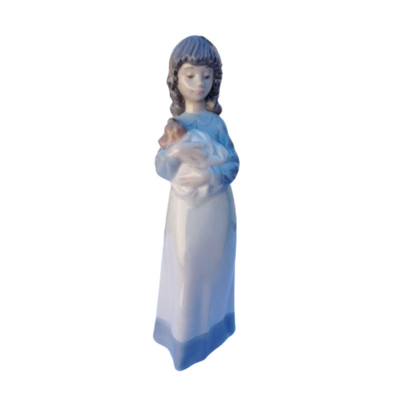 Nao Lladro Figurine Girl Holding a Puppy Dog - Number 525