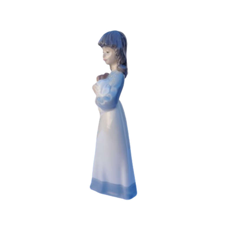 Nao Lladro Figurine Girl Holding a Puppy Dog - Number 525