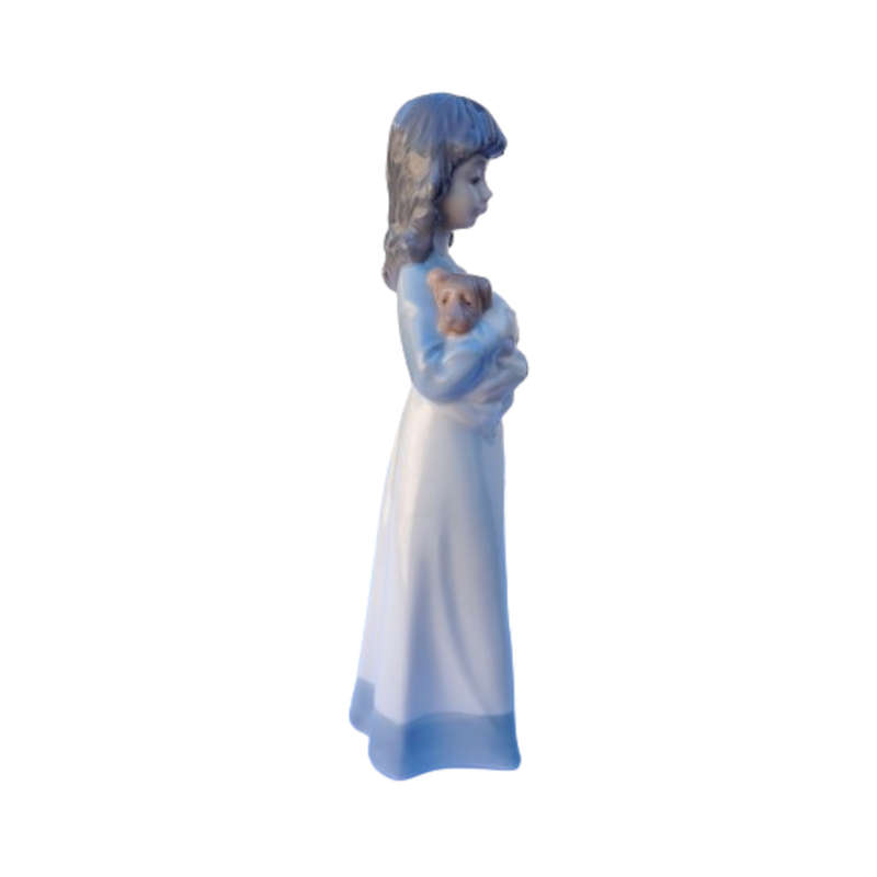 Nao Lladro Figurine Girl Holding a Puppy Dog - Number 525