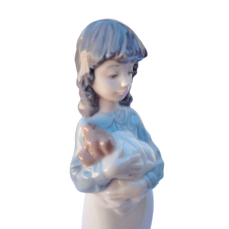Nao Lladro Figurine Girl Holding a Puppy Dog - Number 525