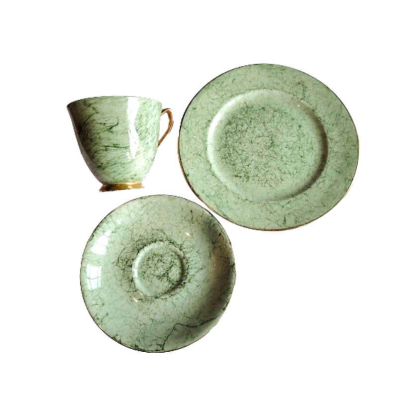 Royal Albert Bone Gossamer Green Marbled Trio