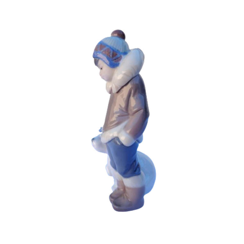 Lladro Eskimo Inuit Boy with Pet his Polar Bear 5238