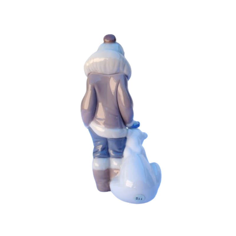 Lladro Eskimo Inuit Boy with Pet his Polar Bear 5238