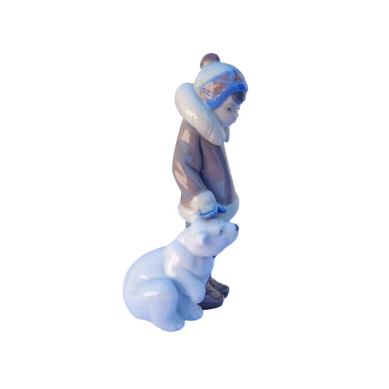 Lladro Eskimo Inuit Boy with Pet his Polar Bear 5238