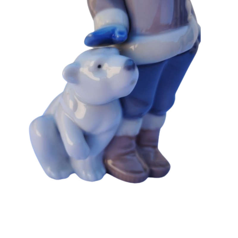 Lladro Eskimo Inuit Boy with Pet his Polar Bear 5238