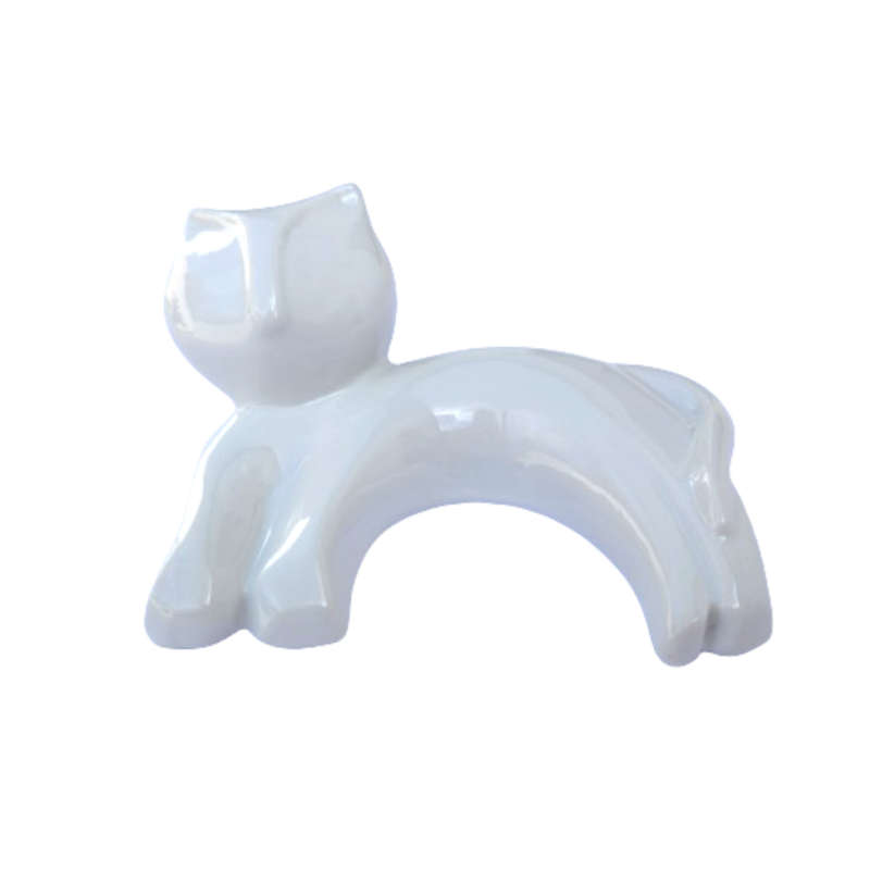 Naaman Israal Porcelain Lying White Cat Figurine