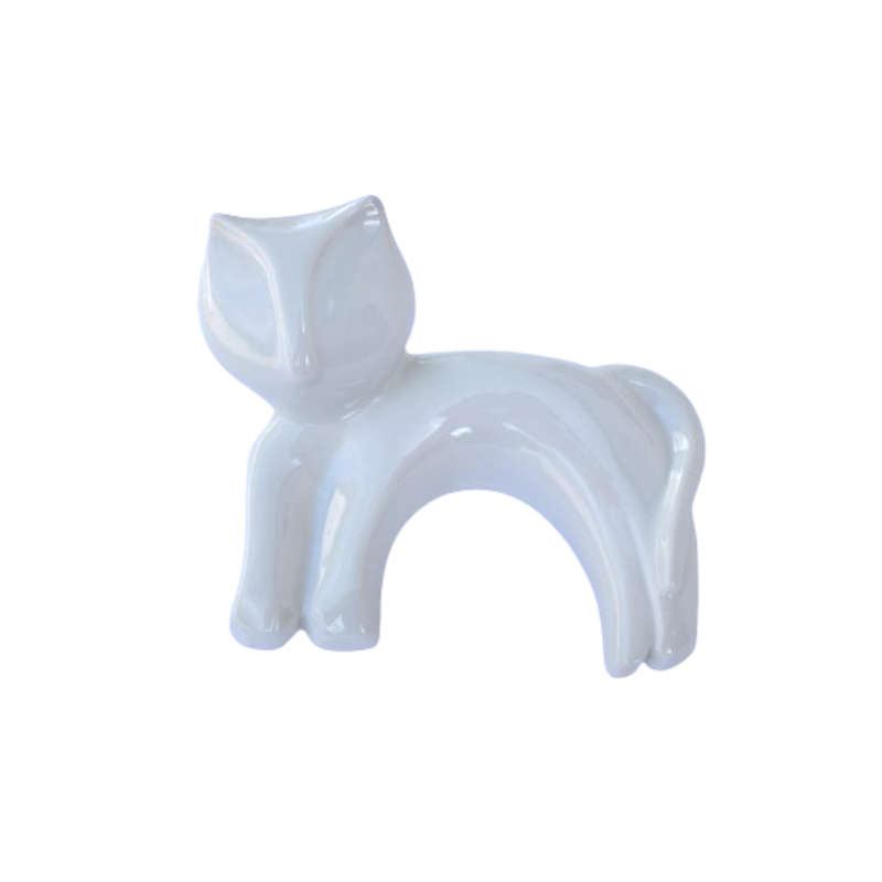 Naaman Israal Porcelain Lying White Cat Figurine