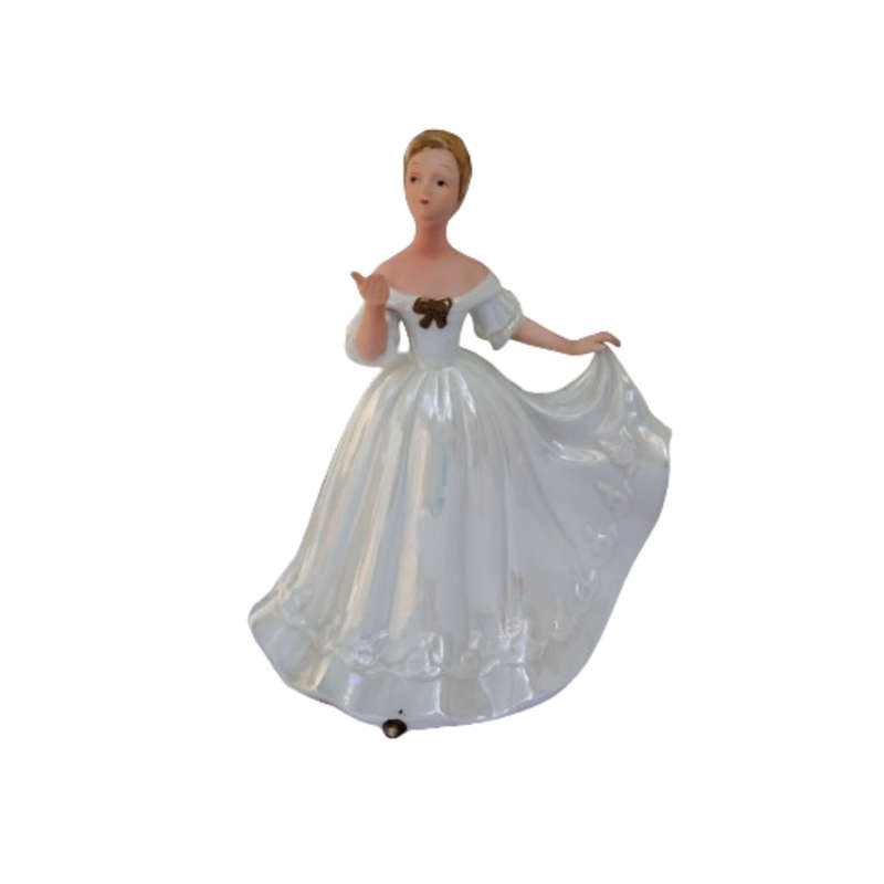 Elegant Lady Figurine Pearly White Dress