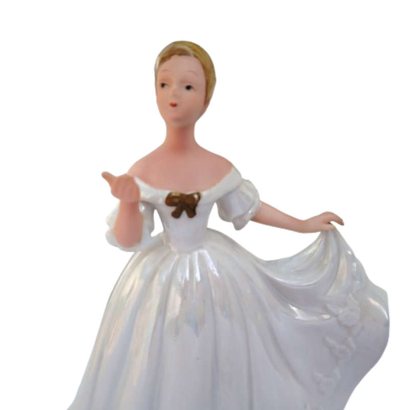 Elegant Lady Figurine Pearly White Dress