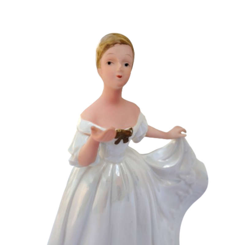 Elegant Lady Figurine Pearly White Dress