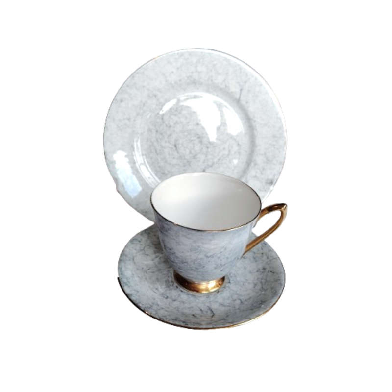 Royal Albert Bone China Gossamer Grey Marbled Trio
