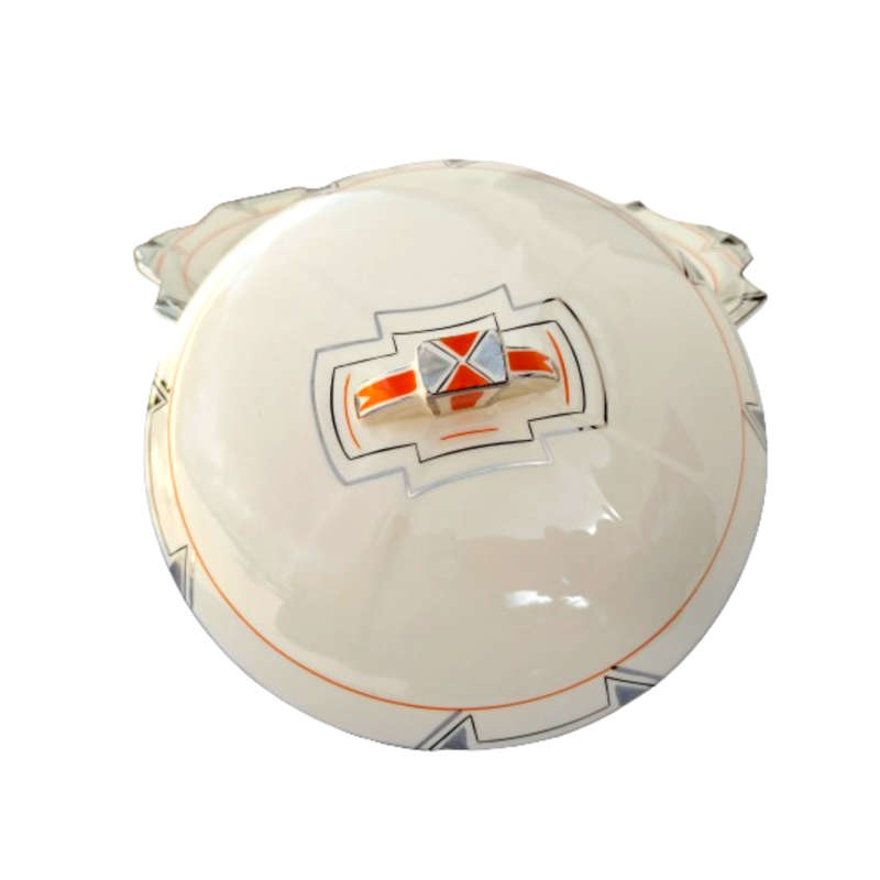 Rare 1930'S Art Deco Alfred Meakin Marigold Princess Shape Geometric Lidded Serving Dish