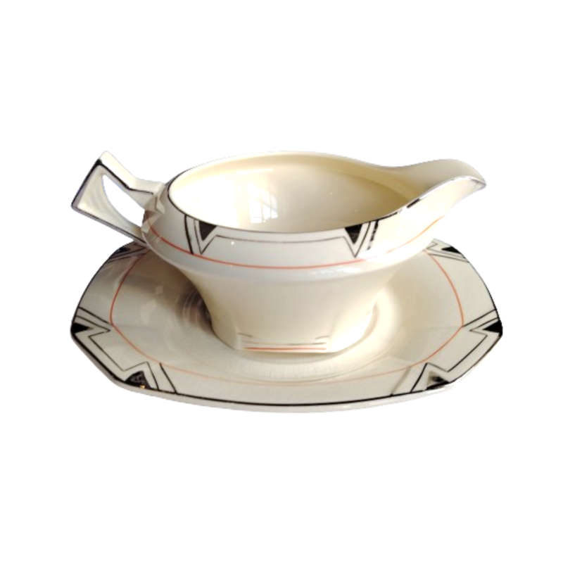 Rare 1930'S Art Deco Alfred Meakin Marigold Princess Shape Geometric Gravy Boat