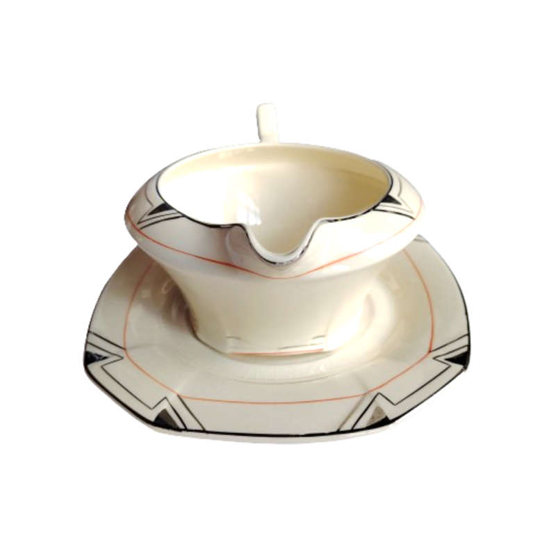 Rare 1930'S Art Deco Alfred Meakin Marigold Princess Shape Geometric Gravy Boat