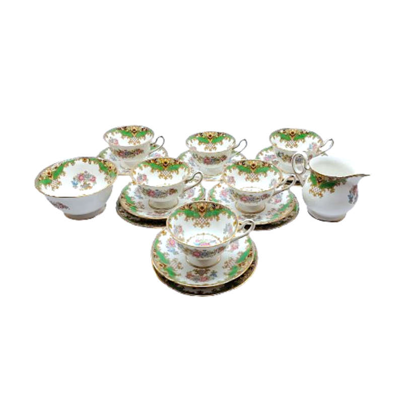 Shelley Tea Set Green Sheraton vintage 13290