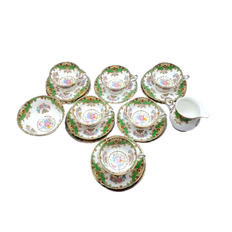 Shelley Tea Set Green Sheraton vintage 13290