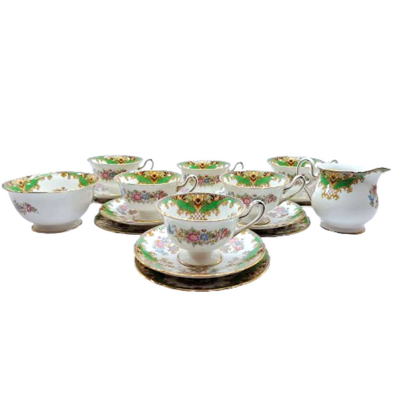Shelley Tea Set Green Sheraton vintage 13290