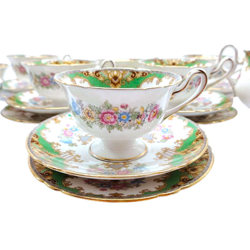 Shelley Tea Set Green Sheraton vintage 13290