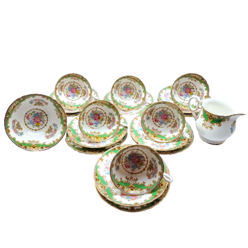 Shelley Tea Set Green Sheraton vintage 13290