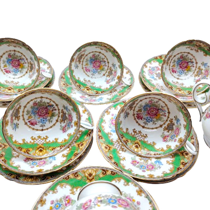 Shelley Tea Set Green Sheraton vintage 13290