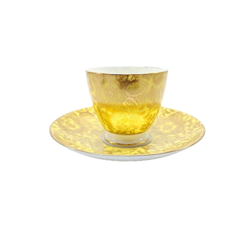 Minton Brocade Yellow Gold Gilded H5066 Cup and Saucer Duo